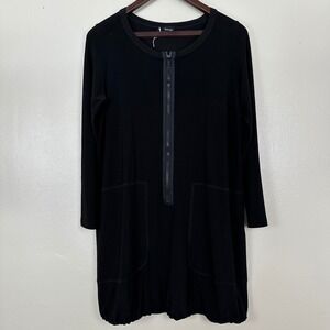 Sun Kim Women's S Tunic Dress Black Zip Front Bubble Hem SK105 Made in USA